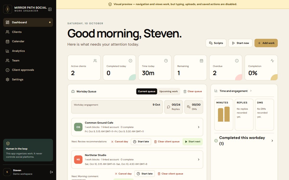 Screenshot of Mirror Path Social
